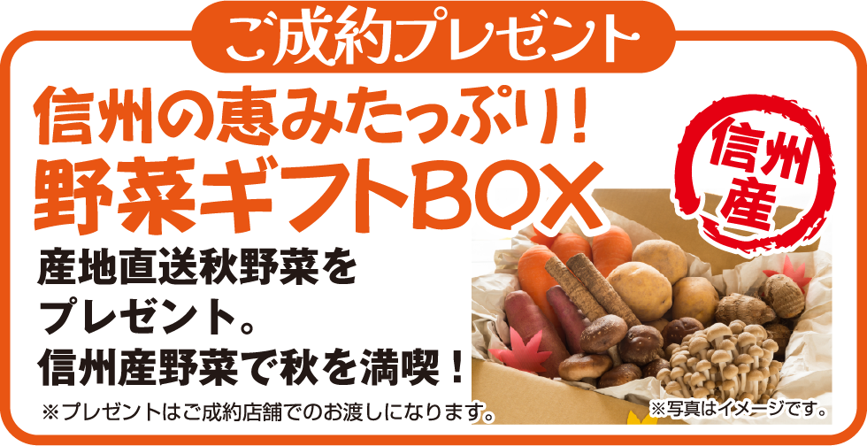 ご成約プレゼント：信州の恵みたっぷり野菜ギフトBOX